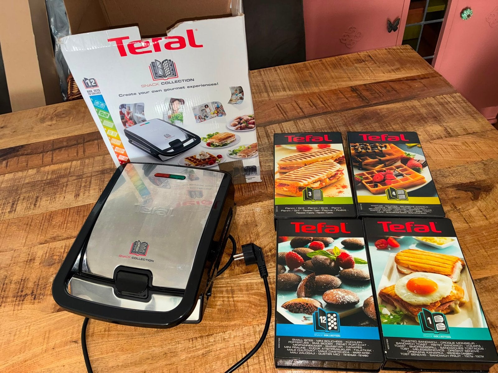 Tefal Snack Collection wafelijzer/tosti-apparaat met 4 sets, Ophalen of Verzenden, Uitneembare platen, Gebruikt