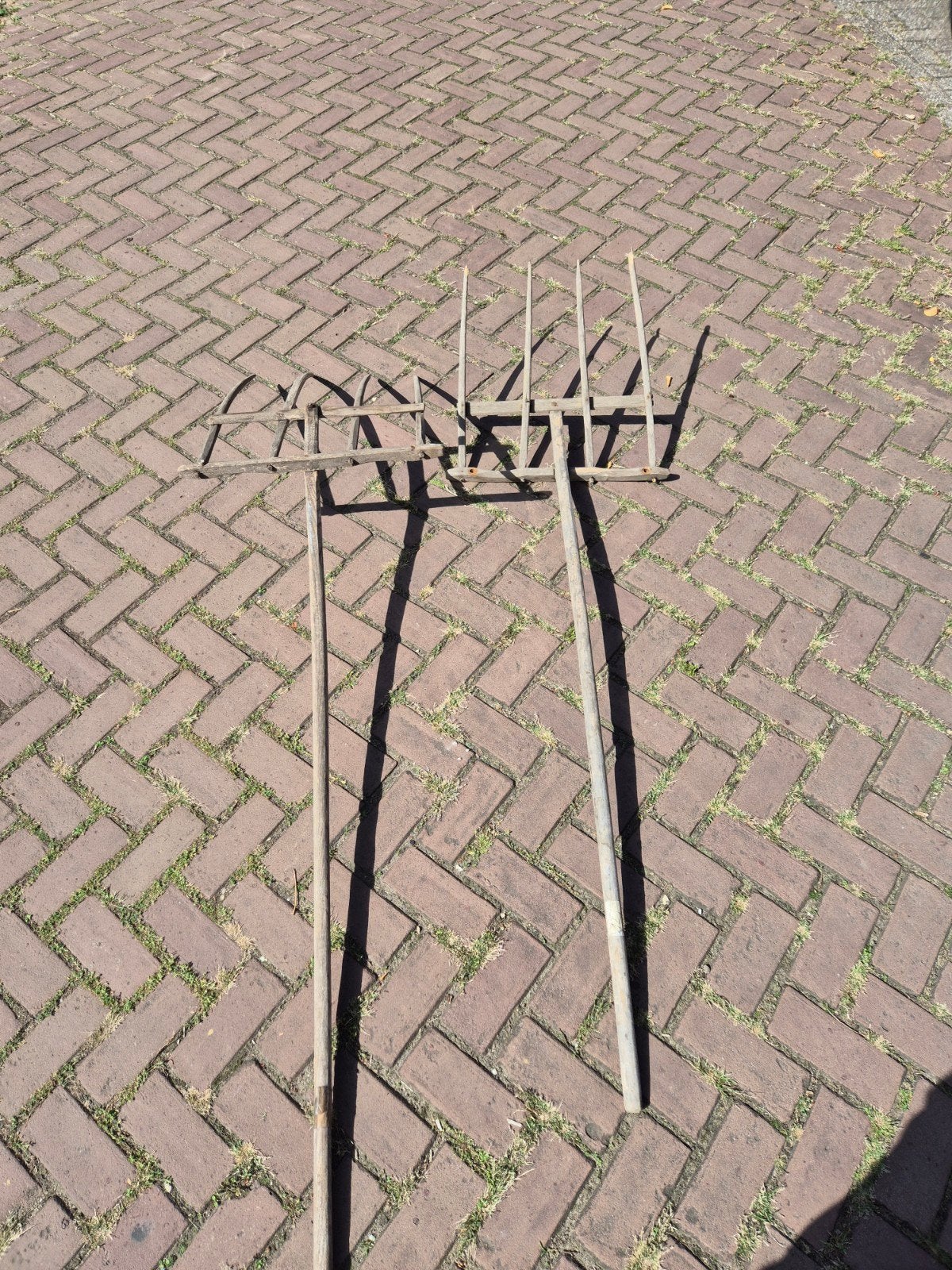 2x Oude hooivork landelijke decoratie, Antiek en Kunst, Ophalen