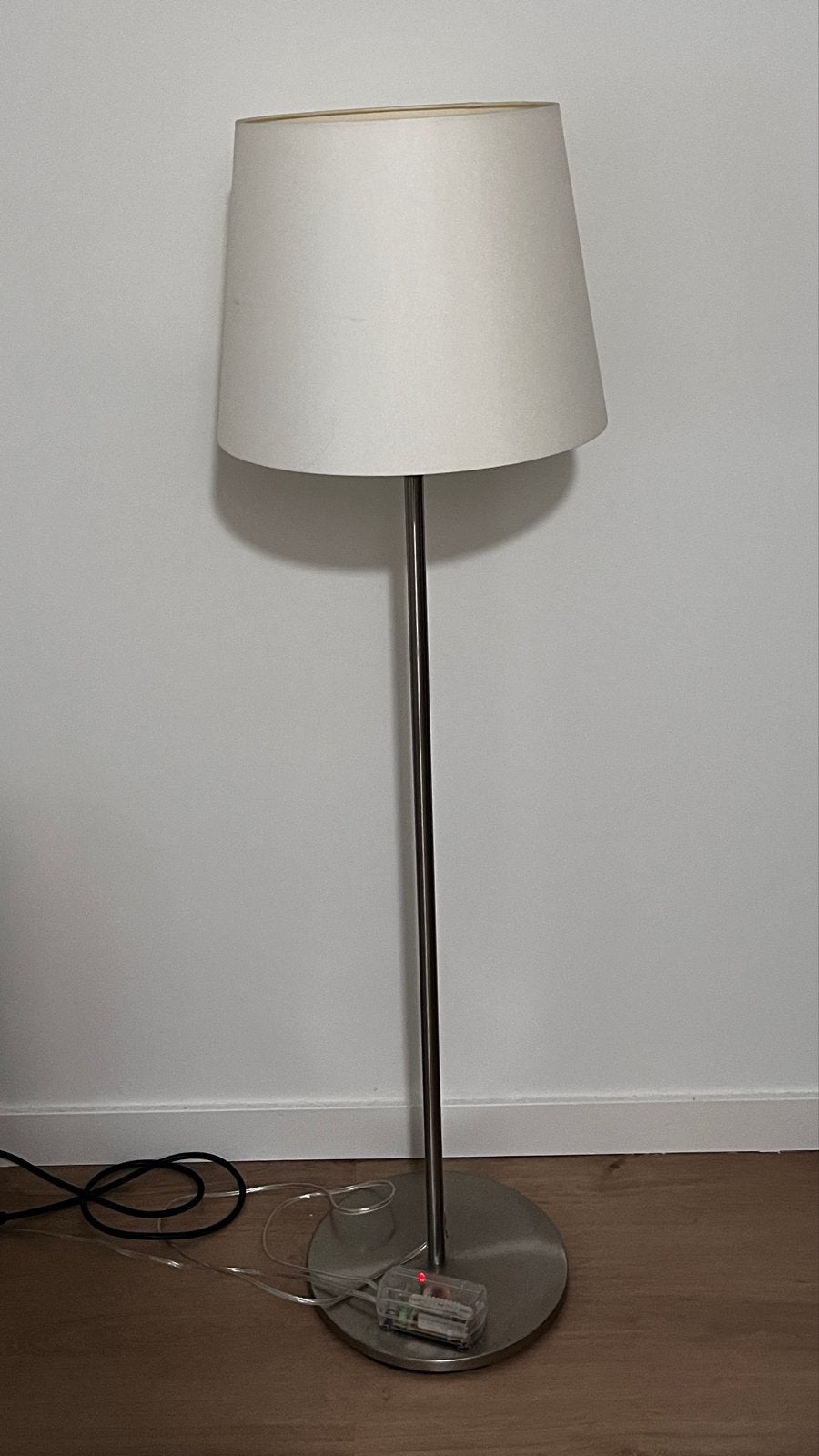 Moderne staande lamp met dimmer en lampenkap, Ophalen of Verzenden, Zo goed als nieuw, Metaal, 100 tot 150 cm