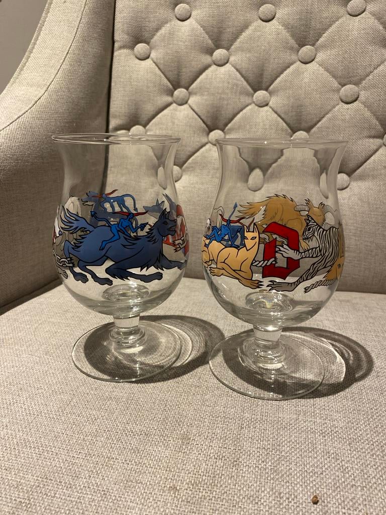 2 Duvel glazen speciale editie hond en kat, Verzamelen, Glas en Borrelglaasjes, Ophalen of Verzenden, Zo goed als nieuw
