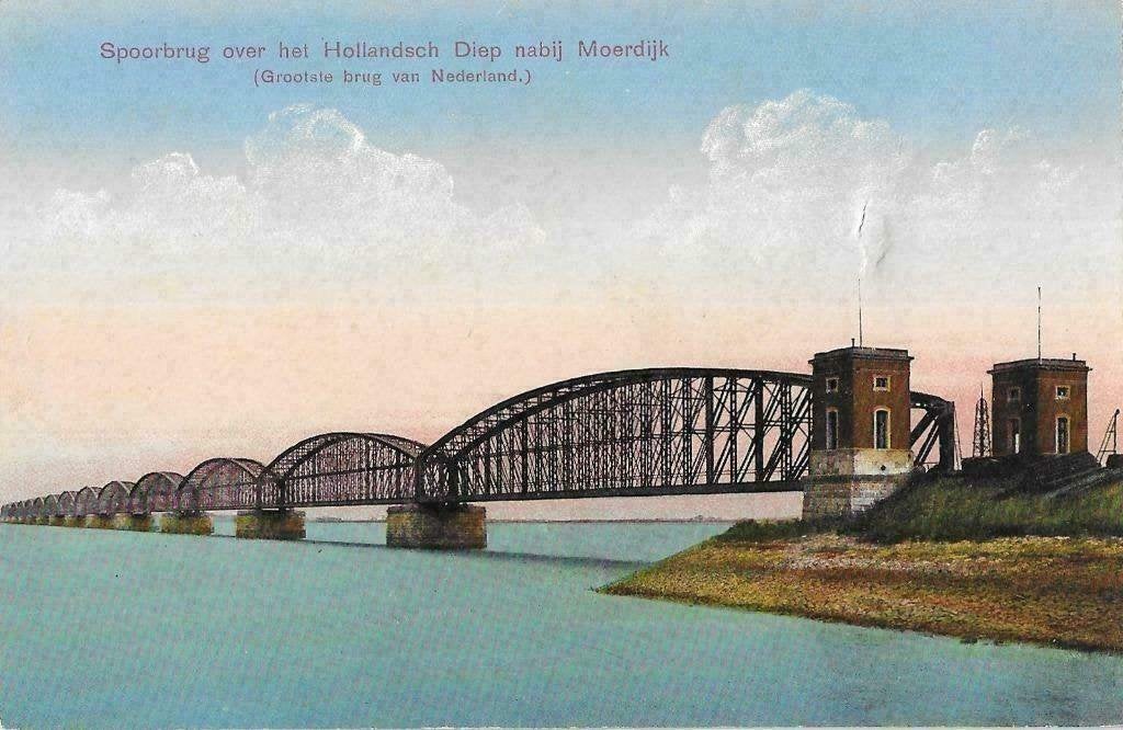 AK Moerdijk - Spoorbrug over het Hollandsch Diep, Moerdijk, Verzamelen, Ansichtkaarten | Nederland, Verzenden, Voor 1920, Noord-Brabant