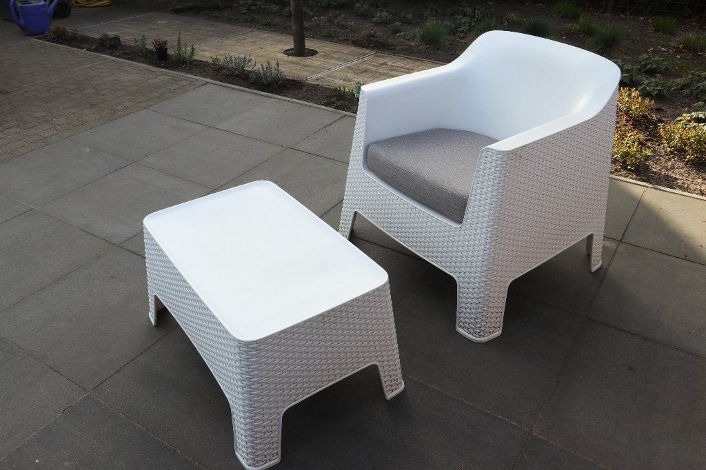 loungestoel met tafel, Zo goed als nieuw, Wicker, Stoel, Ophalen