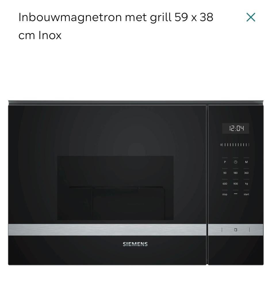 Siemens BE555LMS0 Inbouw Magnetron met Grill - Zwart, Ophalen, Grill, Inbouw, Draaiplateau