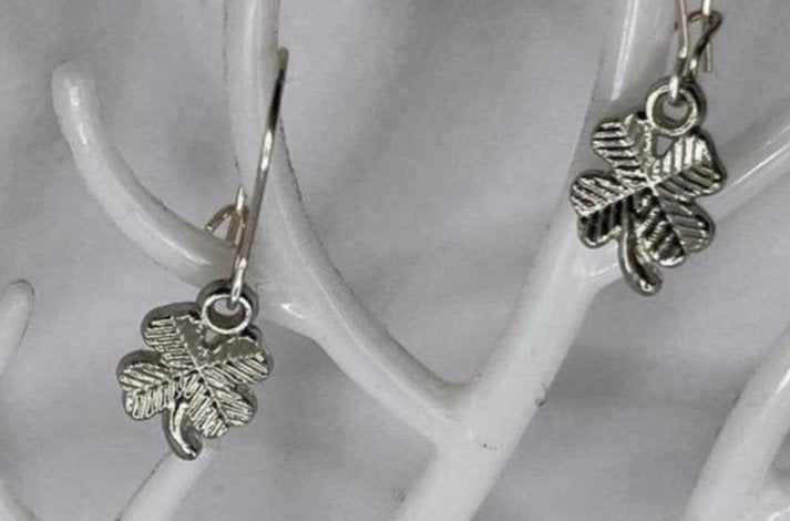 Zilverkleurige Klavertje Vier Oorbellen, Sieraden, Tassen en Uiterlijk, Oorbellen, Overige materialen, Hangers, Nieuw, Ophalen of Verzenden
