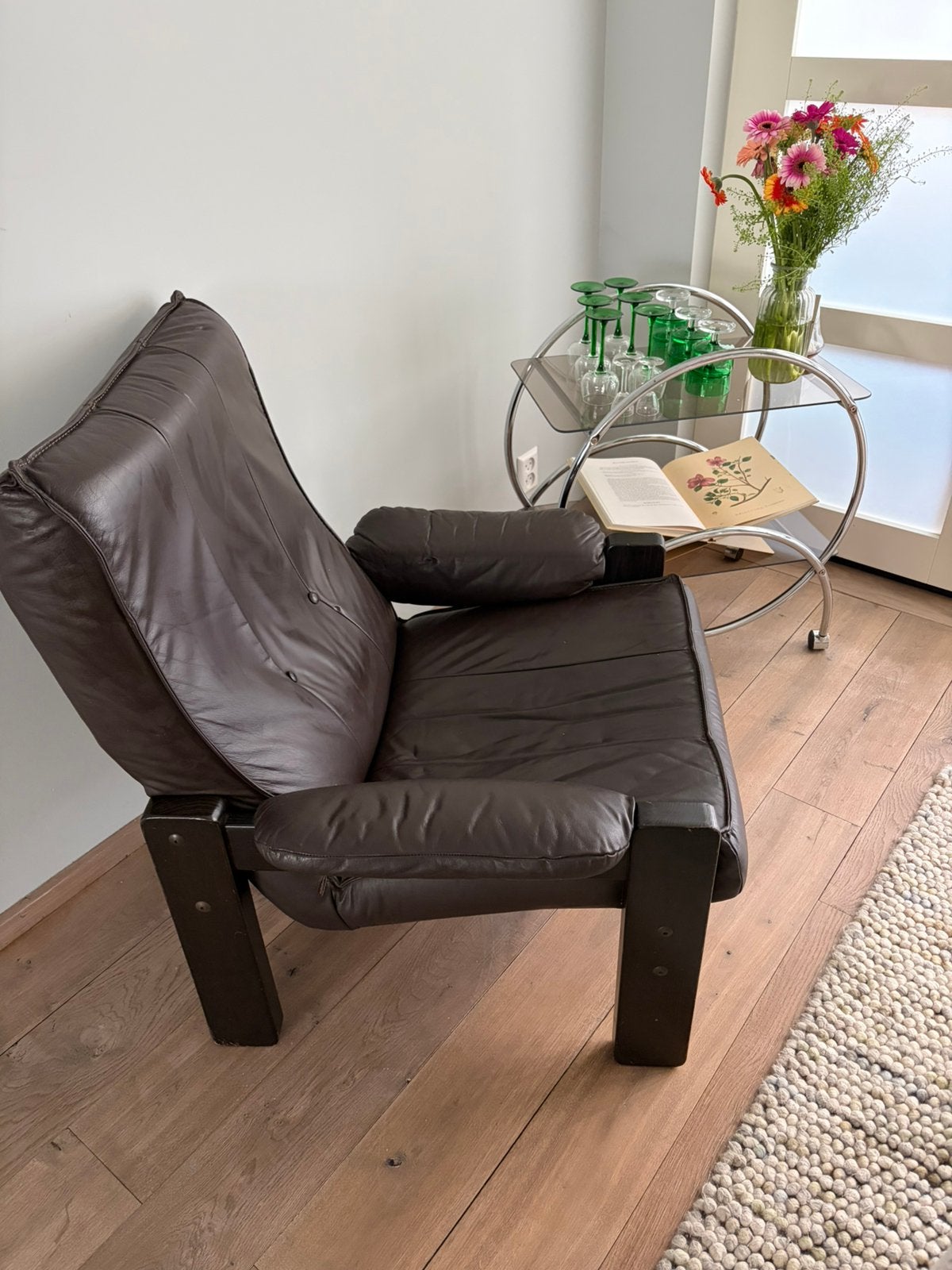 vintage Scandinavische design fauteuil uit 1970,, Ophalen, Zo goed als nieuw, 75 tot 100 cm, 50 tot 75 cm