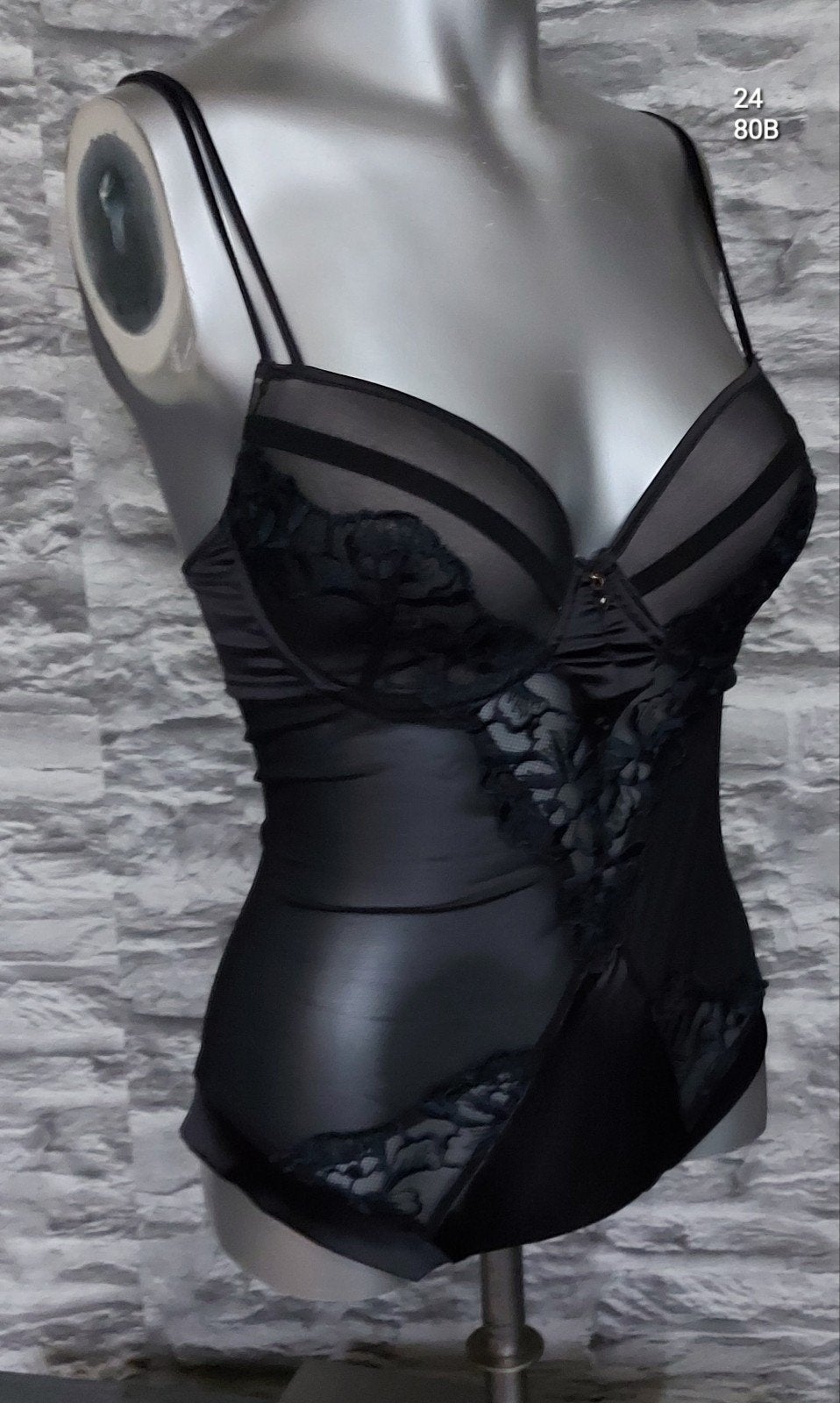 Sexy Zwarte Body met Kant en Transparante Details - Maat 80B, Hunkemöller, Ophalen of Verzenden, Zwart, Body of Korset