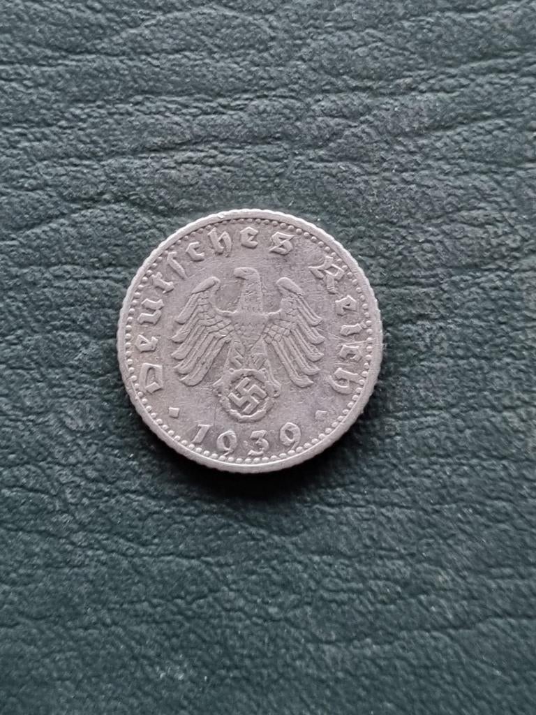 Duitsland 50 reichspfennig 1939 G met hakenkruis, Postzegels en Munten, Munten | Europa | Niet-Euromunten, Ophalen of Verzenden