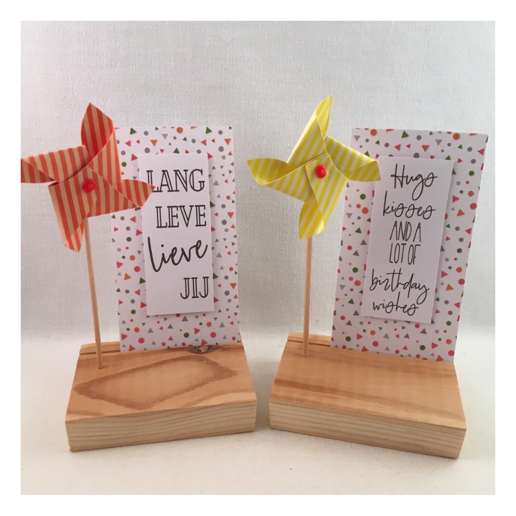 mini houten standaard & kaart verjaardag / verjaardagswens, Ophalen of Verzenden, Nieuw