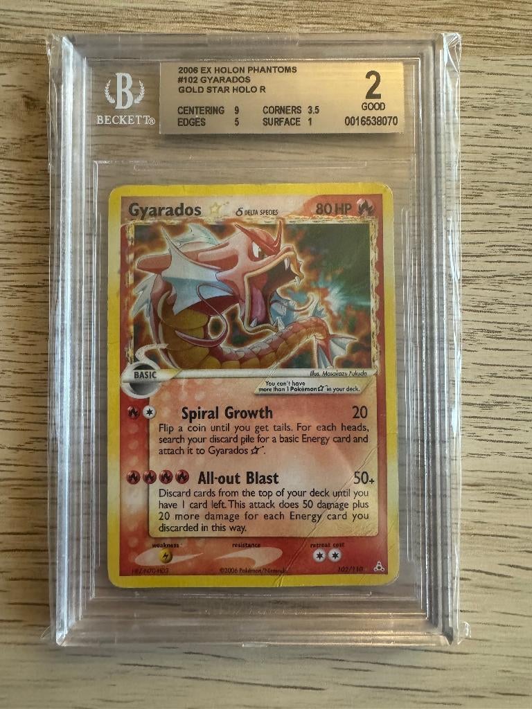 Pokemon Gyarados Gold Star Ex Holon Phantoms 102/110 BGS 2, Ophalen of Verzenden, Nieuw, Losse kaart, Foil