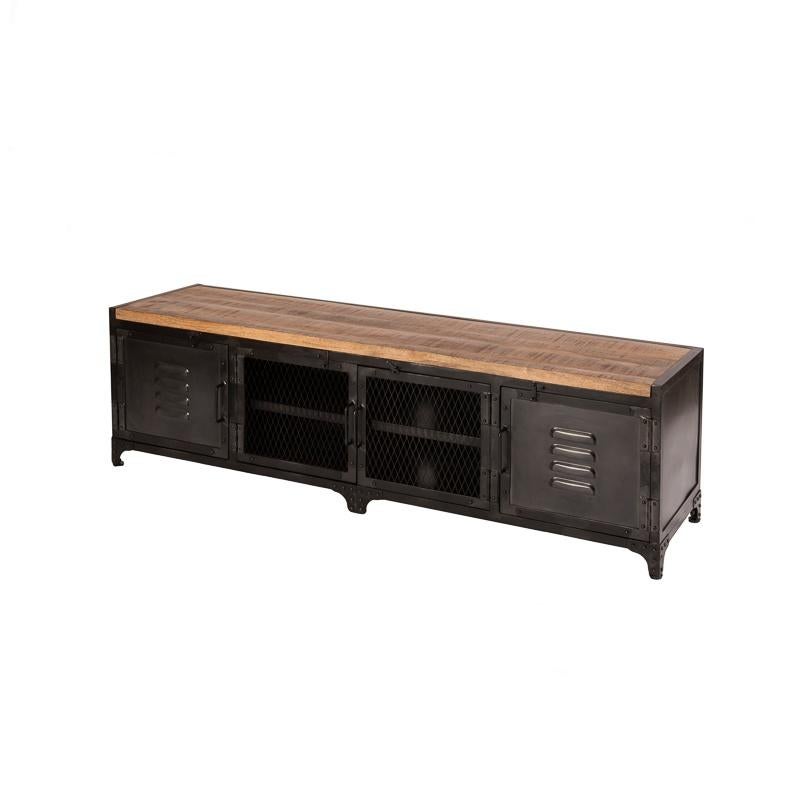 TV Meubel industrieel TV Kast van Mango en Metaal, Info@dehanzeherten.nl, 150 tot 200 cm, Nieuw, Ophalen of Verzenden