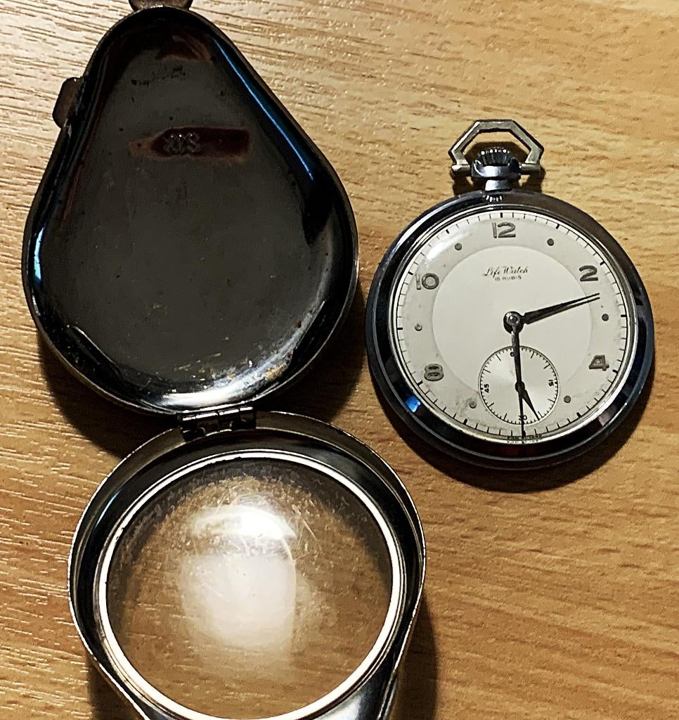 Zakhorloge 'Life Watch' 15 Rubis, Antiek en Kunst, Ophalen, Zilver