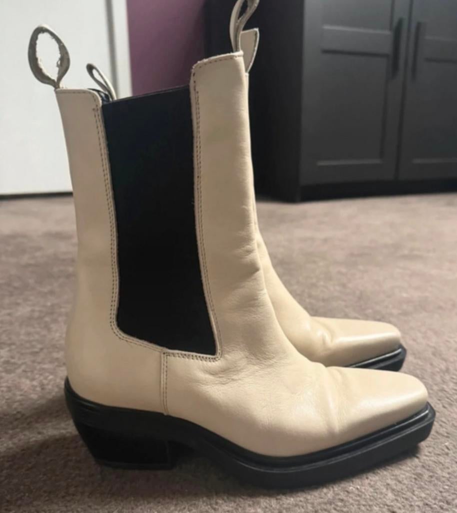 Sacha leren boots, Kleding | Dames, Schoenen, Verzenden, Beige, Lage of Enkellaarzen, Zo goed als nieuw