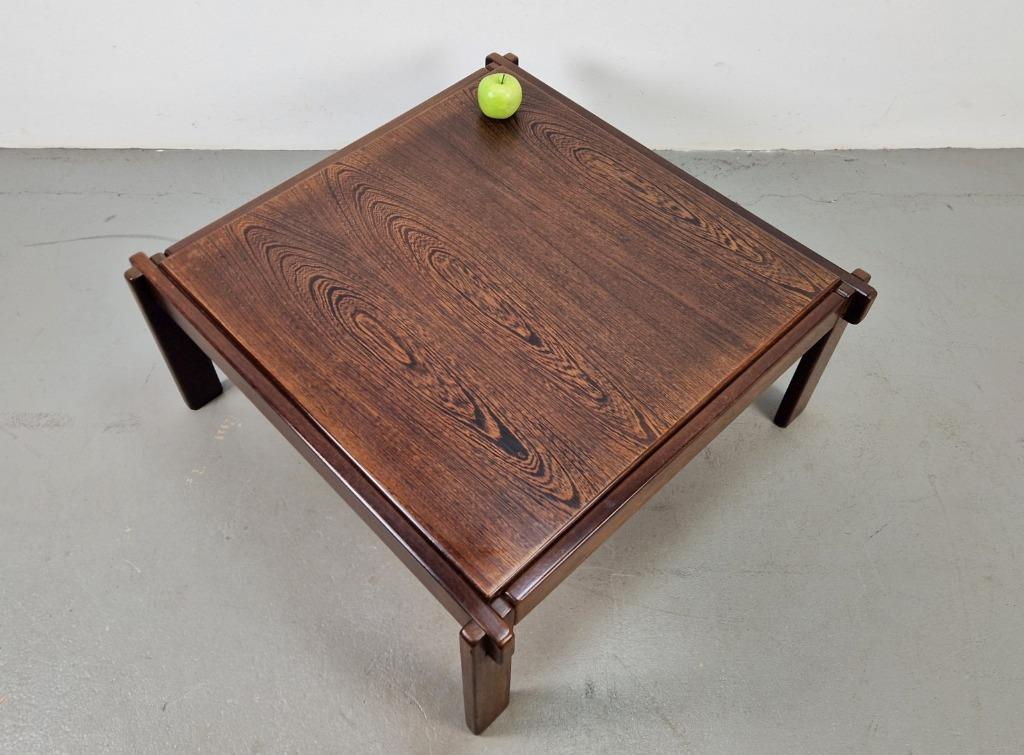 Vintage Minimalistisch design Wengé salontafel ‘70 Denmark, Gebruikt, 100 tot 150 cm, Vierkant, Minder dan 50 cm
