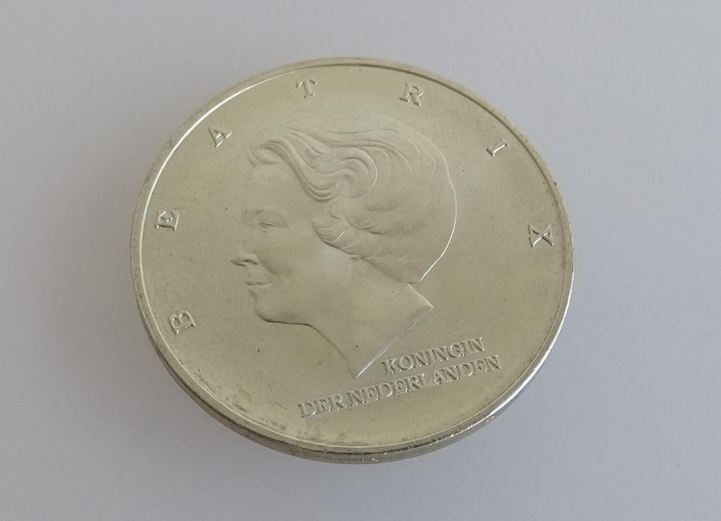 Zilver tientje munt 10 gulden 1997 Beatrix - Marshall plan, Postzegels en Munten, Munten | Nederland, Losse munt, 10 gulden, Koningin Beatrix