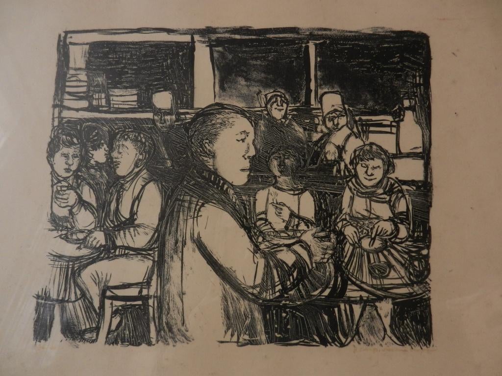 Sjabloondruk Cafescene B Scherft van Lookeren Campagne 1966, Antiek en Kunst, Ophalen of Verzenden