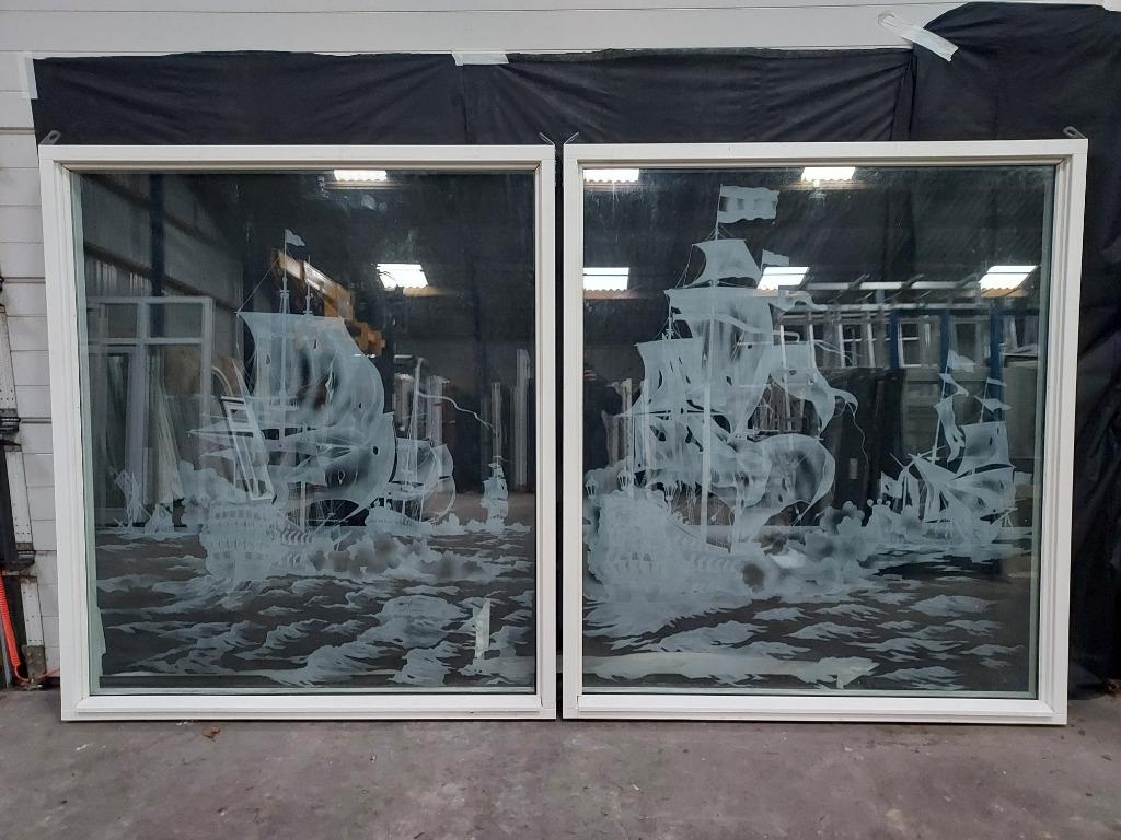 Zeilschepenraamkozijn dubbelglas bezorgen factuur mogelijk, Gevelraam of Ruit, Zo goed als nieuw, Dubbelglas, 160 cm of meer