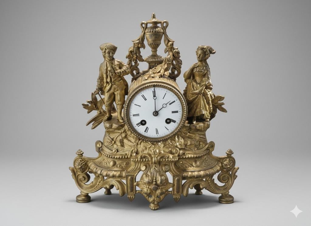 Antieke Franse Pendule met Figuren, Ophalen of Verzenden