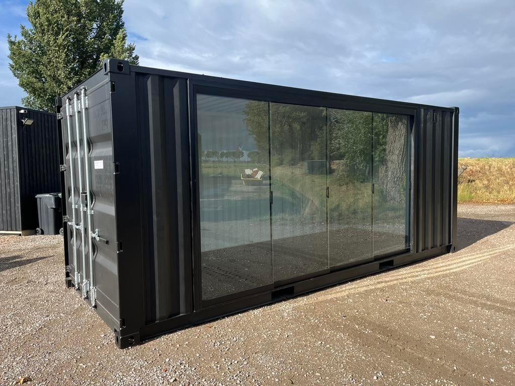 Zeecontainer met glazen wand, Tuin en Terras, Tuinhuizen, Nieuw, Overige typen, Metaal, 500 cm of meer, 200 tot 400 cm, Zonder ramen