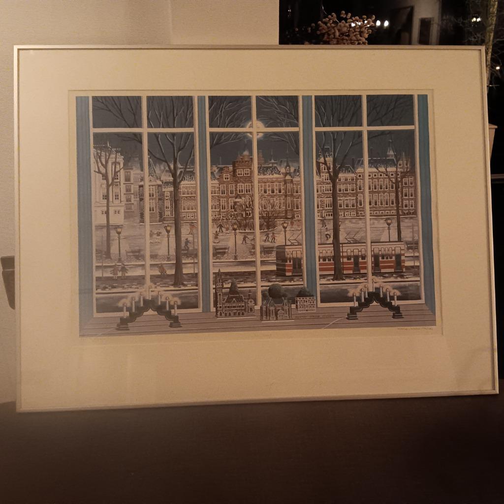 Uitzicht op het Binnenhof  Den Haag (zeefdruk), Ophalen of Verzenden