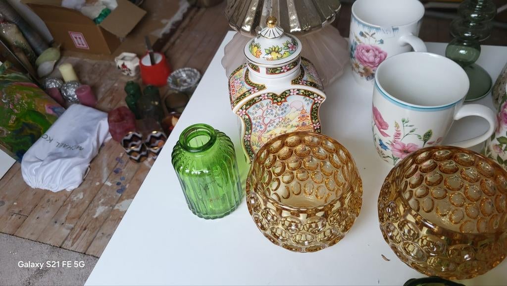 Doos vol van alles wat AFGEPRIJSD, Huis en Inrichting, Woonaccessoires | Kandelaars en Kaarsen, Ophalen of Verzenden, Groen, Overige materialen