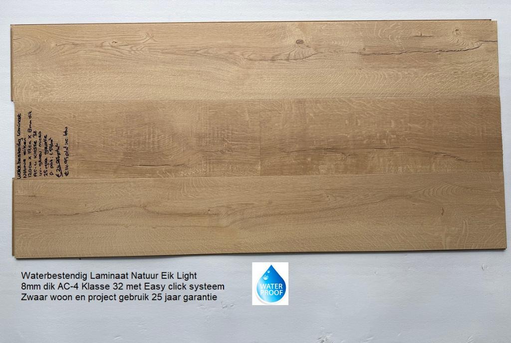 Waterbestendig Laminaat Eiken Natuur 8mm dik €14,95m2, Bruin, 75 m² of meer, Nieuw, Ophalen of Verzenden