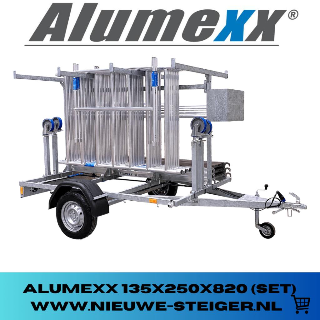 Nieuwe Alumexx Rolsteiger 135x250x8,20 + Steigeraanhanger, Doe-het-zelf en Verbouw, Steigers, Nieuw, Ophalen of Verzenden, Rolsteiger of Kamersteiger
