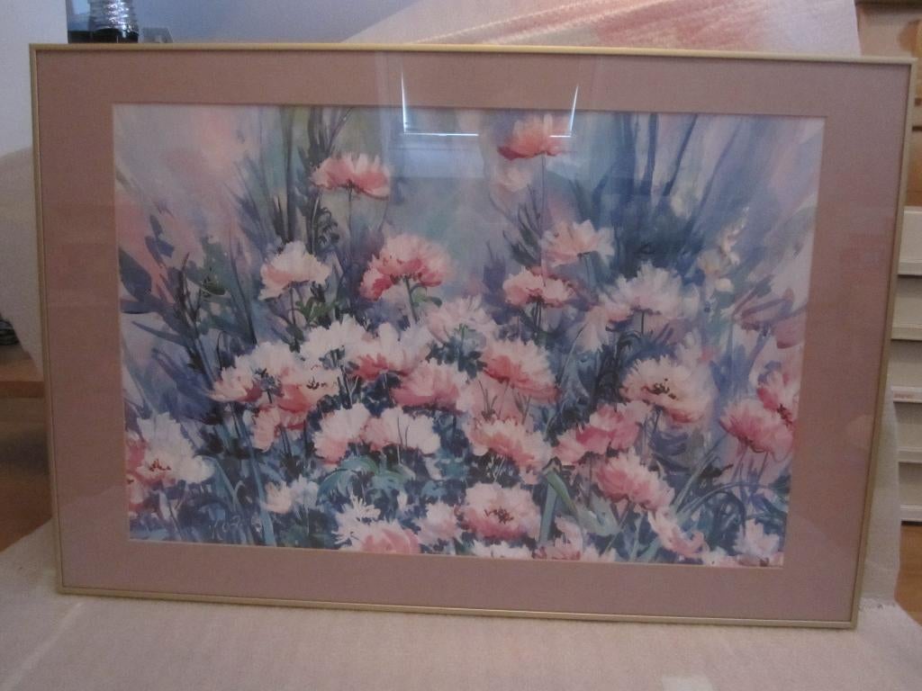 Goudkleurige fotolijst met foto 60 x 92 cm ., Huis en Inrichting, Woonaccessoires | Lijsten, Ophalen, Kunststof, 50 tot 75 cm