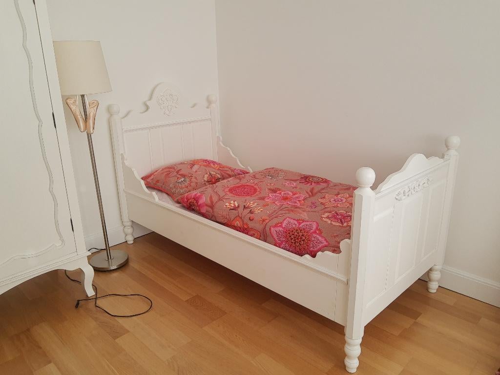 2x Opsetims ledikant/bed voor meisje wit hout 150 + 200x90, Kinderen en Baby's, Kinderkamer | Bedden, Ophalen, 85 tot 100 cm, 140 tot 160 cm
