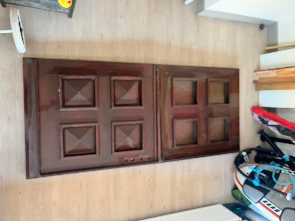 Houten Voordeur - 2-delig, Doe-het-zelf en Verbouw, Deuren en Horren, Gebruikt, 80 tot 100 cm, Ophalen of Verzenden, Buitendeur