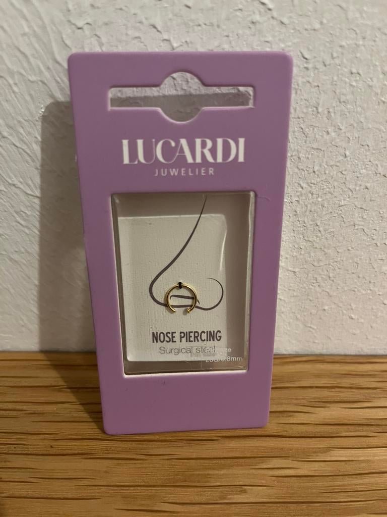 Lucardi stalen nep neuspiercing, goldplated, Verzenden, Nieuw, Staal, Neuspiercing