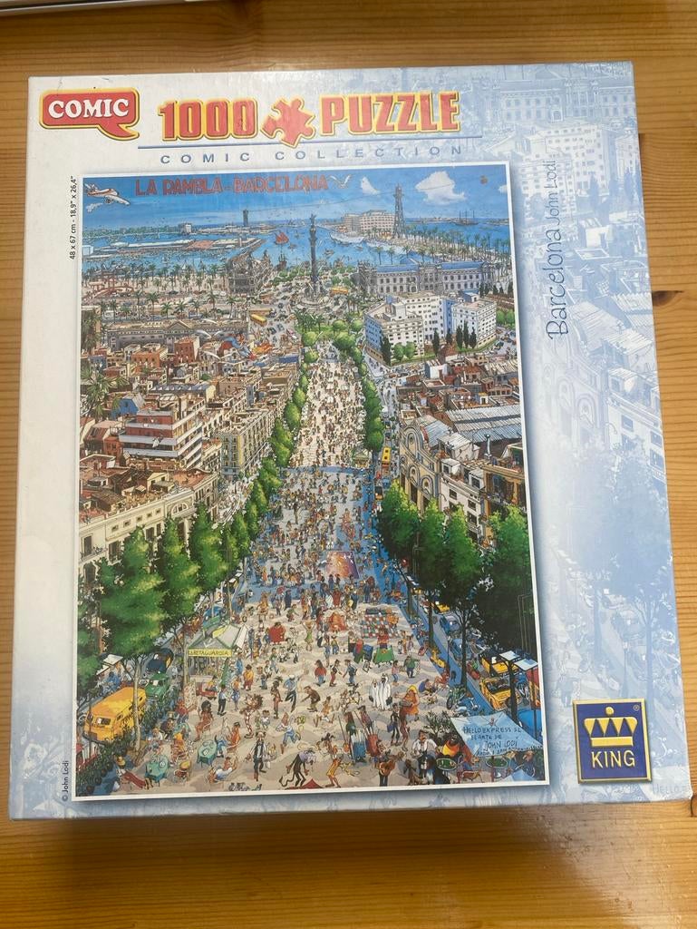 Comic Puzzel 1000 stukjes - La Rambla Barcelona, Ophalen of Verzenden, 500 t/m 1500 stukjes, Zo goed als nieuw, Legpuzzel