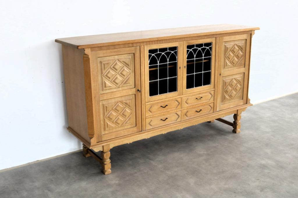 brutalist buffetkast | sideboard | jaren 60 | Deens, Glas, Gebruikt, Met deur(en), 200 cm of meer