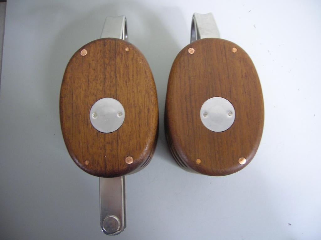 Houten blokken, drie-schijfs, 18 - 20 mm, teak, Watersport en Boten, Ophalen of Verzenden, Nieuw, Lijn of Blok