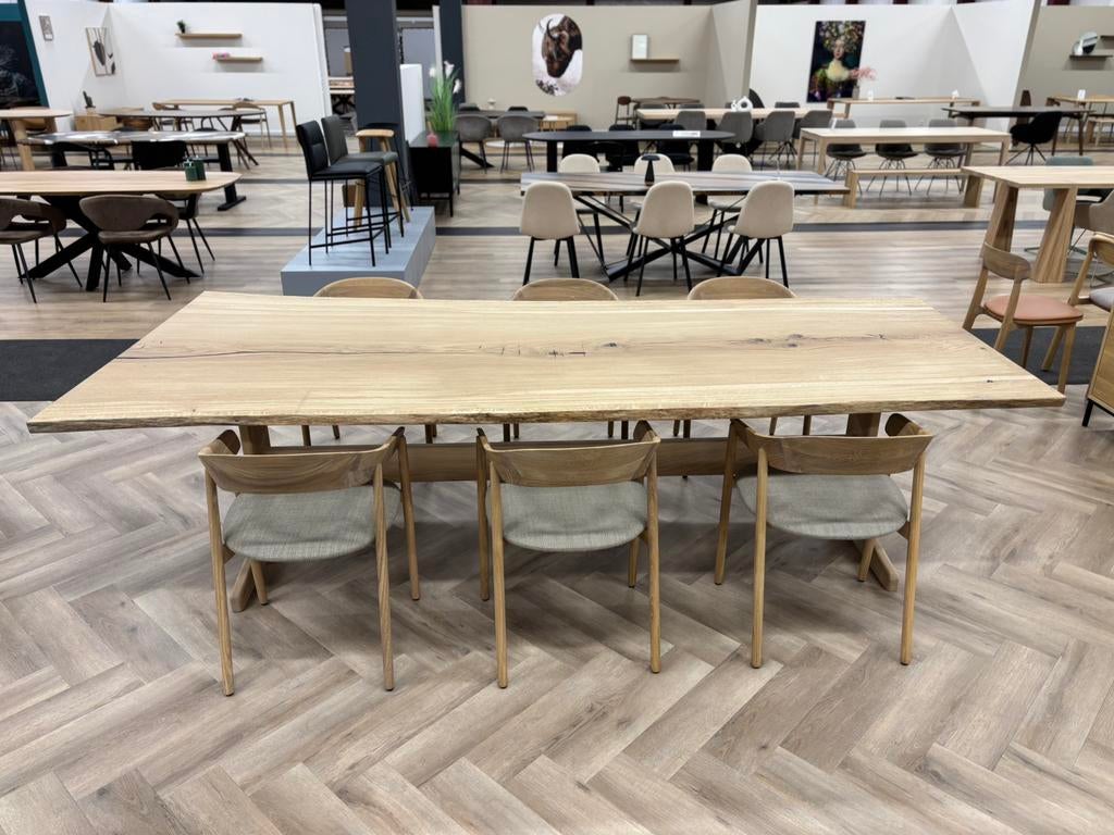 Unieke eiken eettafel – massief uit één stuk 300x120cm, Ophalen, Eikenhout, 200 cm of meer, 50 tot 100 cm