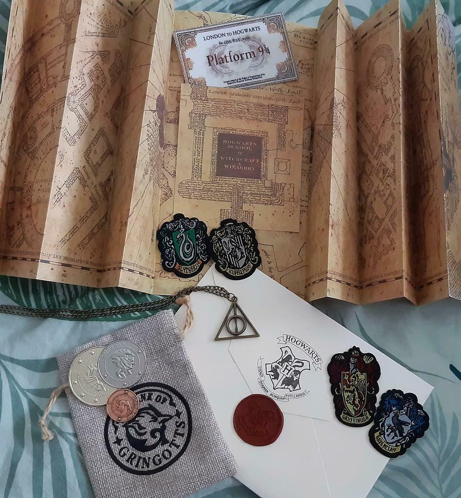 Harry Potter fanpakket: o.a Marauders Map + Gringotts munten, Verzamelen, Harry Potter, Ophalen of Verzenden, Nieuw, Replica