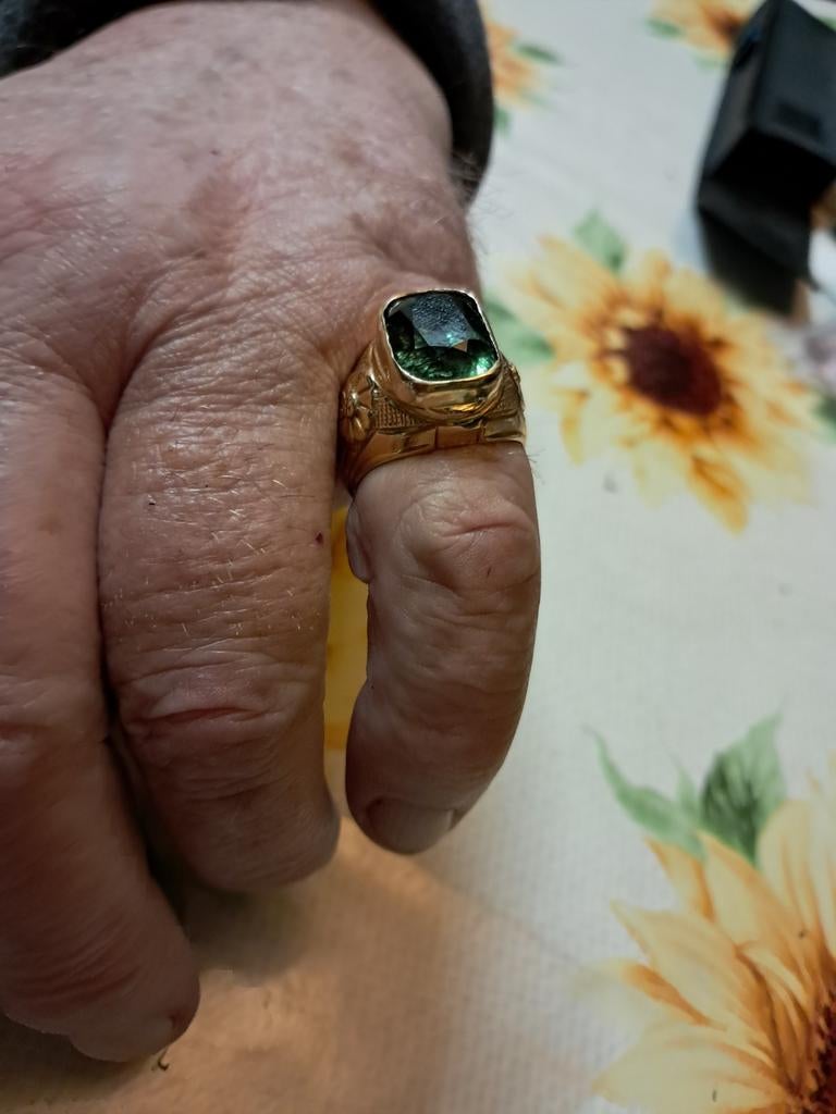 22 karaat massief gouden heren ring met zeldzame edelsteen, Ophalen, 20 of groter, Heer, Zo goed als nieuw