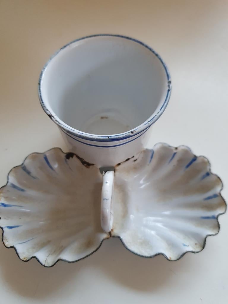 Antiek emaille peper, zout mosterd bakje, Ophalen of Verzenden