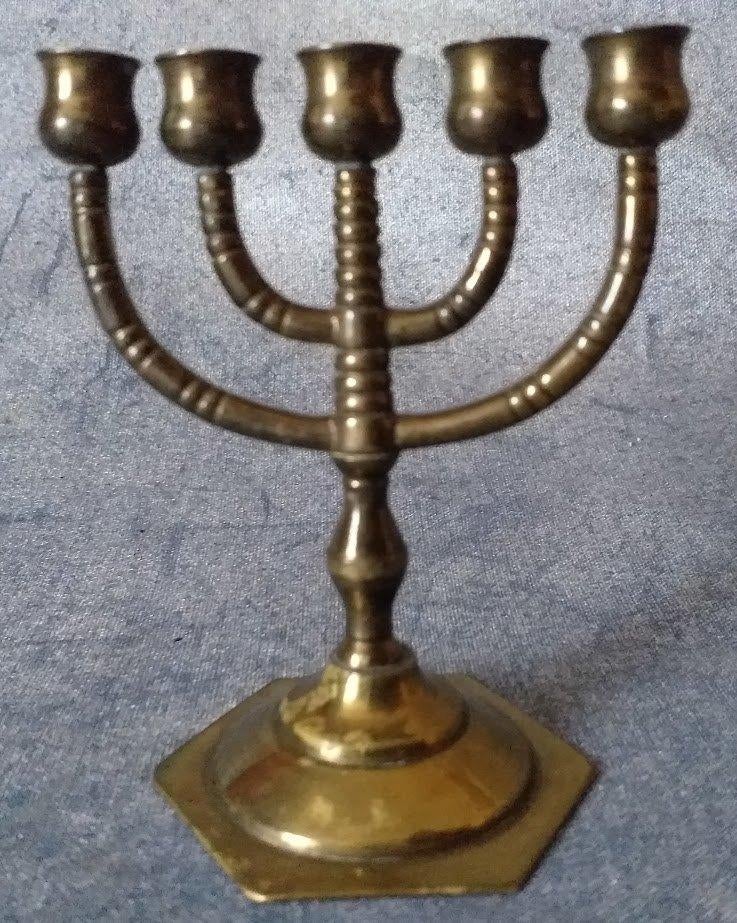 Miniatuur 5 armige kandelaar van voor 1940 [4158]  [AnAnKo], Ophalen of Verzenden, Koper