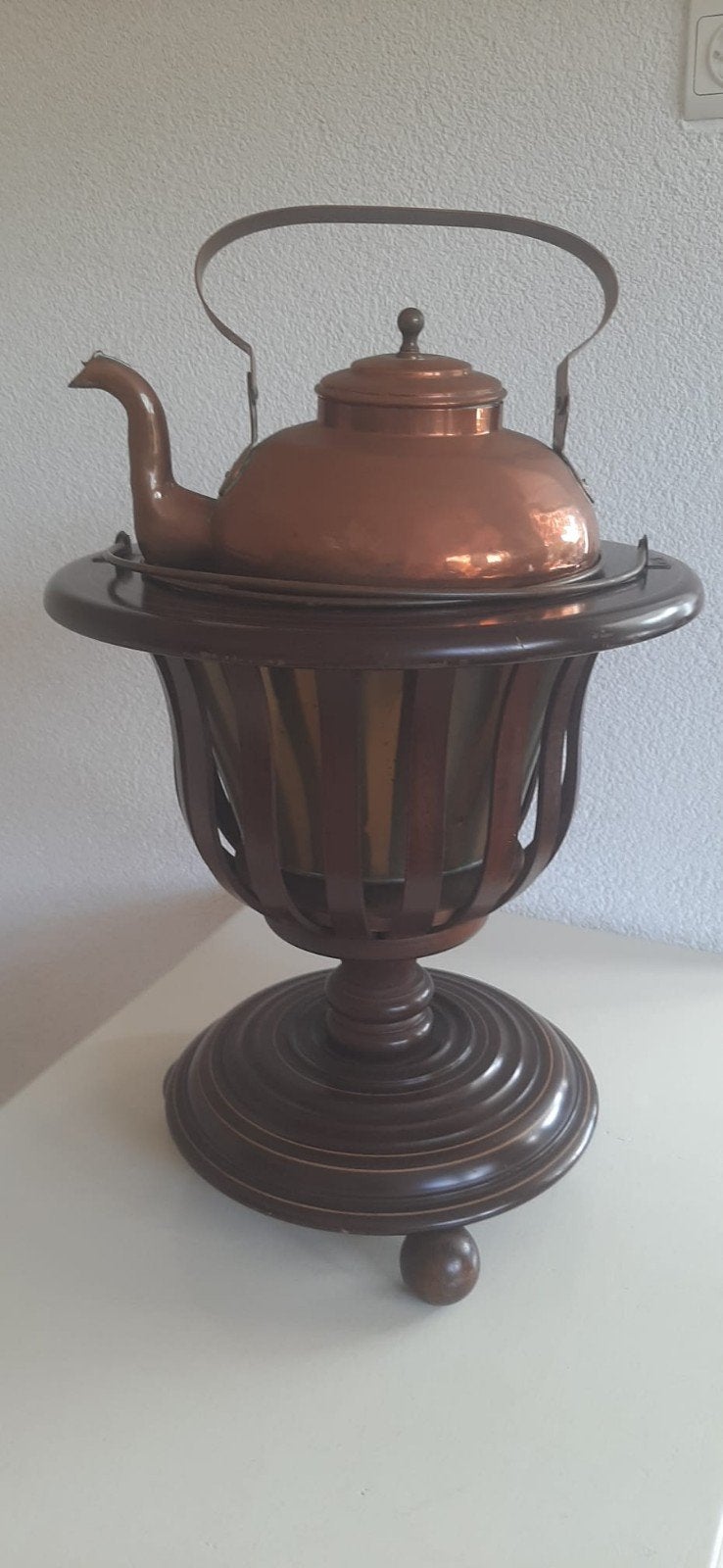 Antieke theestoof met koperen ketel, Antiek en Kunst, Ophalen