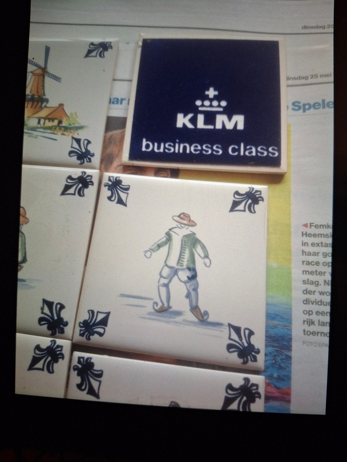 KLM Business Class tegel onderzetters, Ophalen of Verzenden