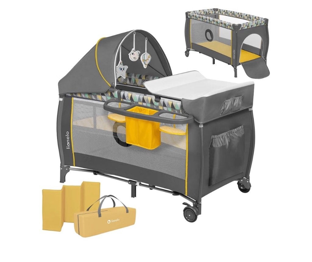 LIONELO Reisbedje Travel Cot, 4-in-1 + Mattras 60x120, Ophalen, Zo goed als nieuw, Minder dan 140 cm, Minder dan 70 cm