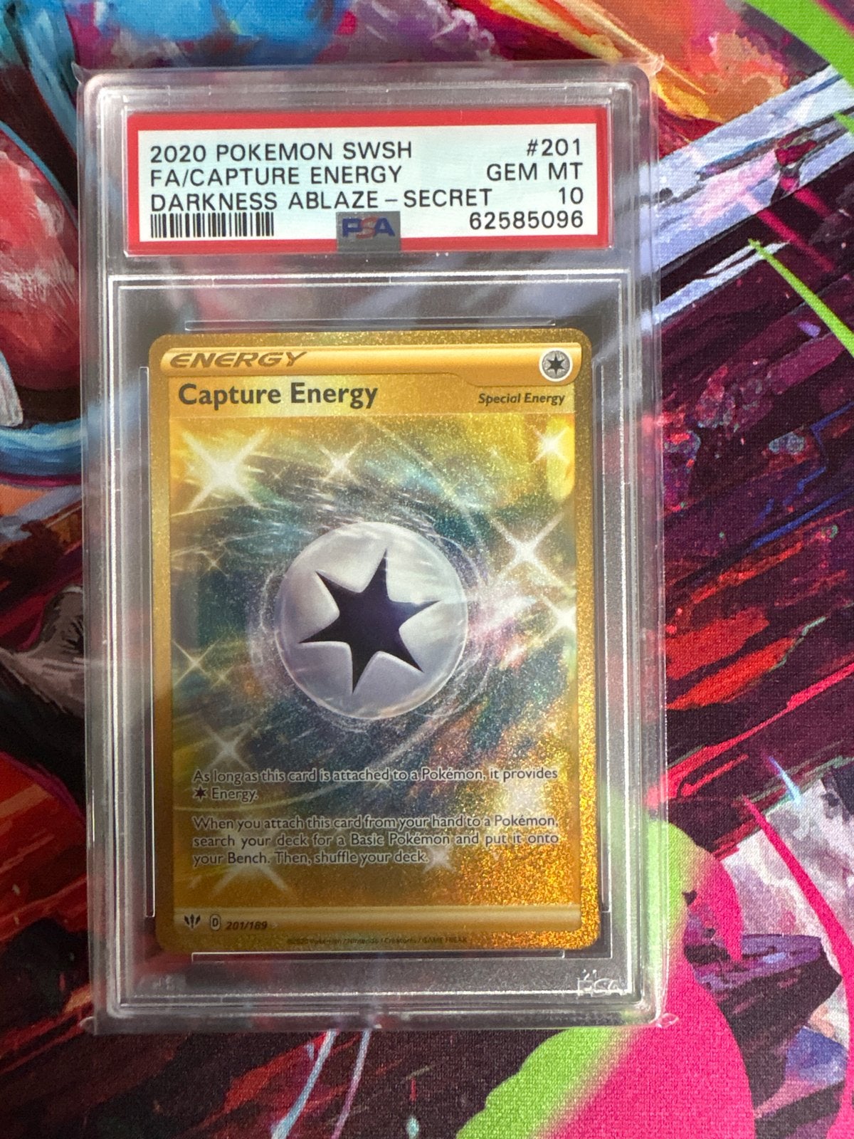 PSA 10 Gem Mint 2020 Pokémon Capture Energy (Secret Rare), Ophalen, Zo goed als nieuw, Losse kaart, Foil