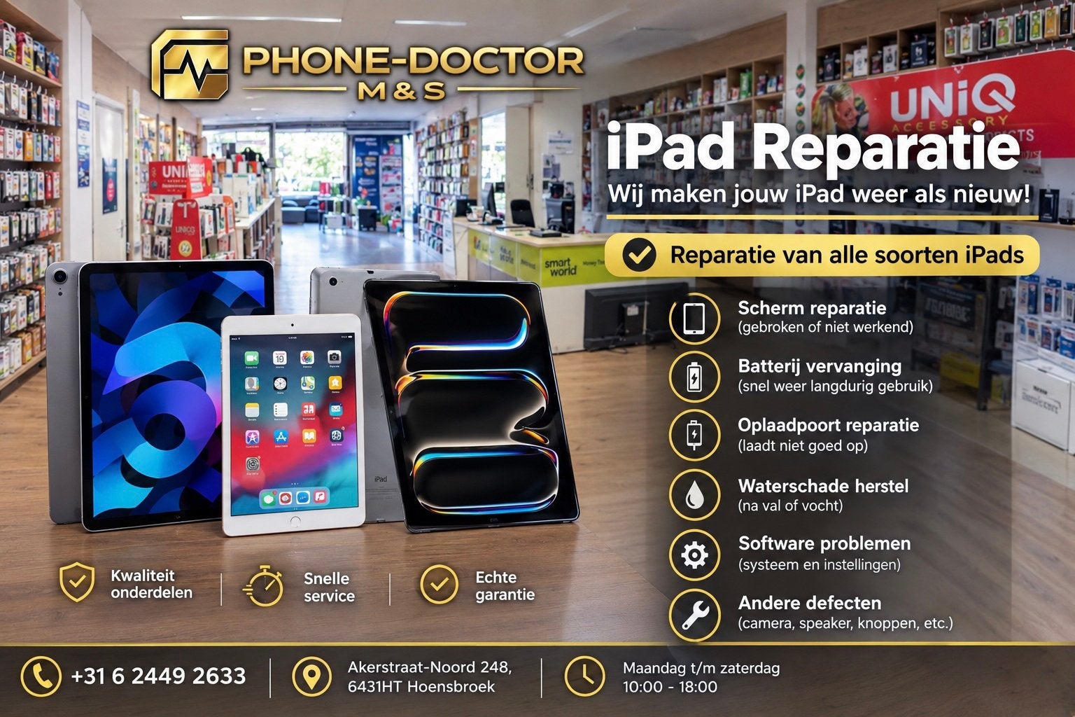 IPad Reparatie, Ophalen of Verzenden, Zo goed als nieuw, 6431ht, Phone Doctor M&S
