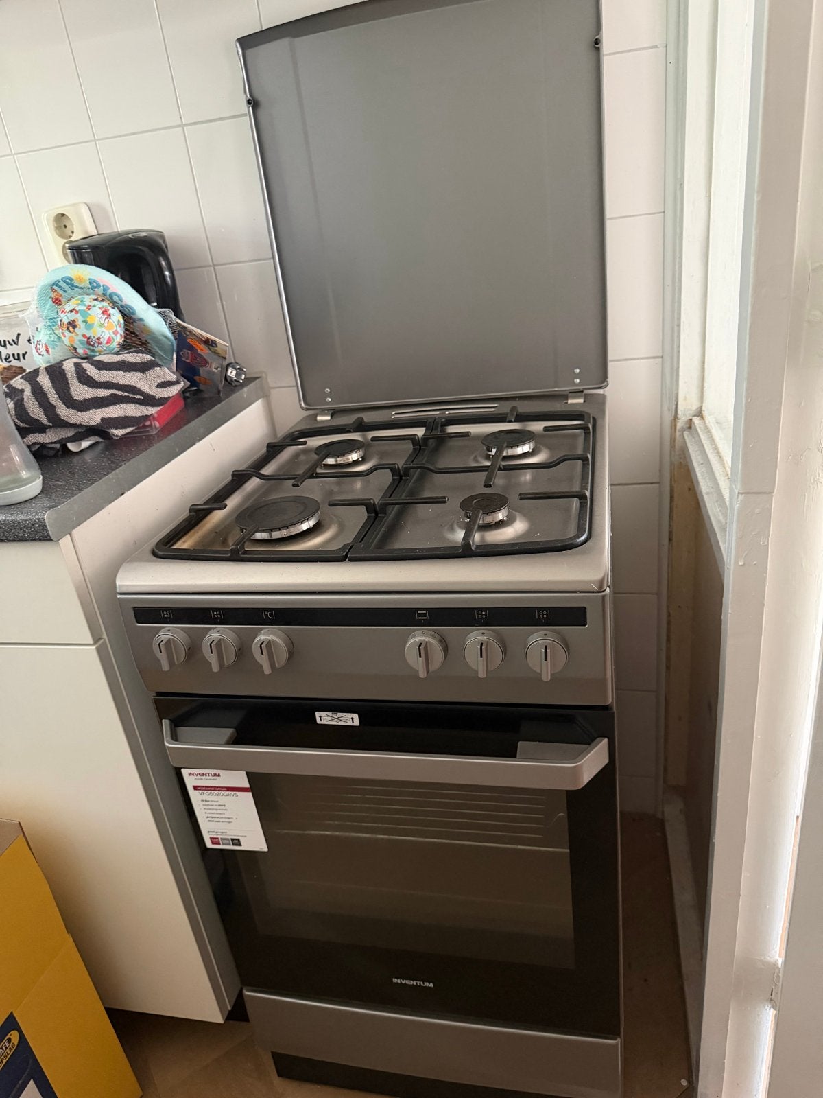 Inventum Vrijstaand Gasfornuis Antraciet, Gebruikt, Hete lucht, Gas, 85 tot 90 cm