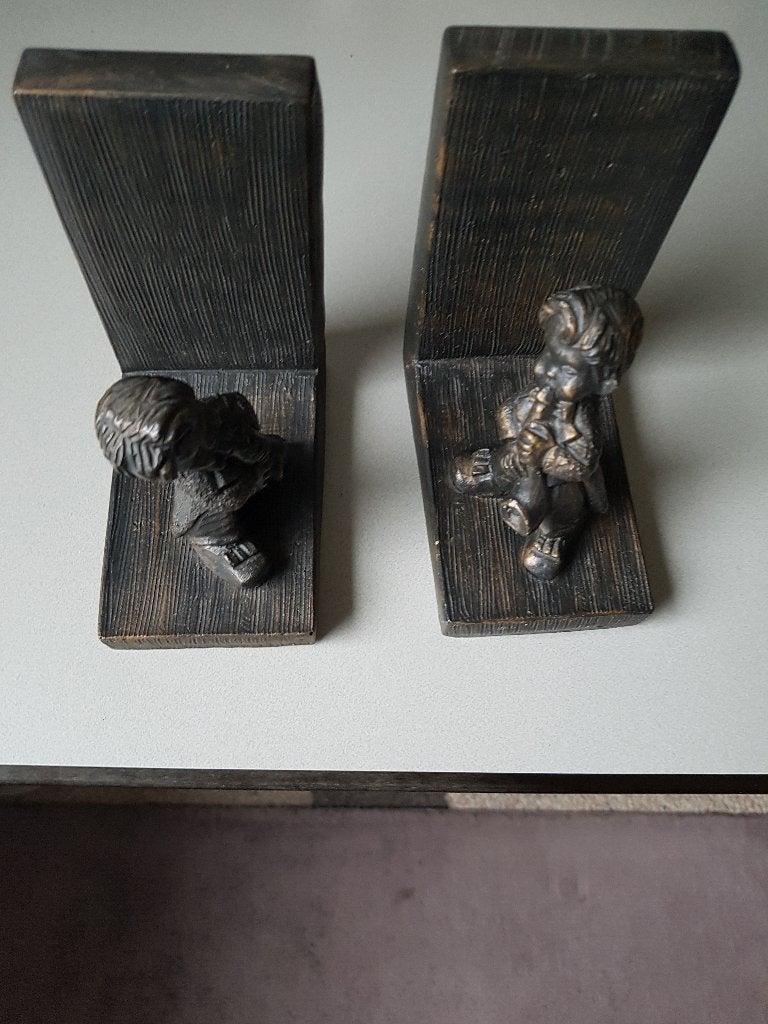 Boekensteunen man en vrouw bruin/goudkleurig, Ophalen of Verzenden, Zo goed als nieuw