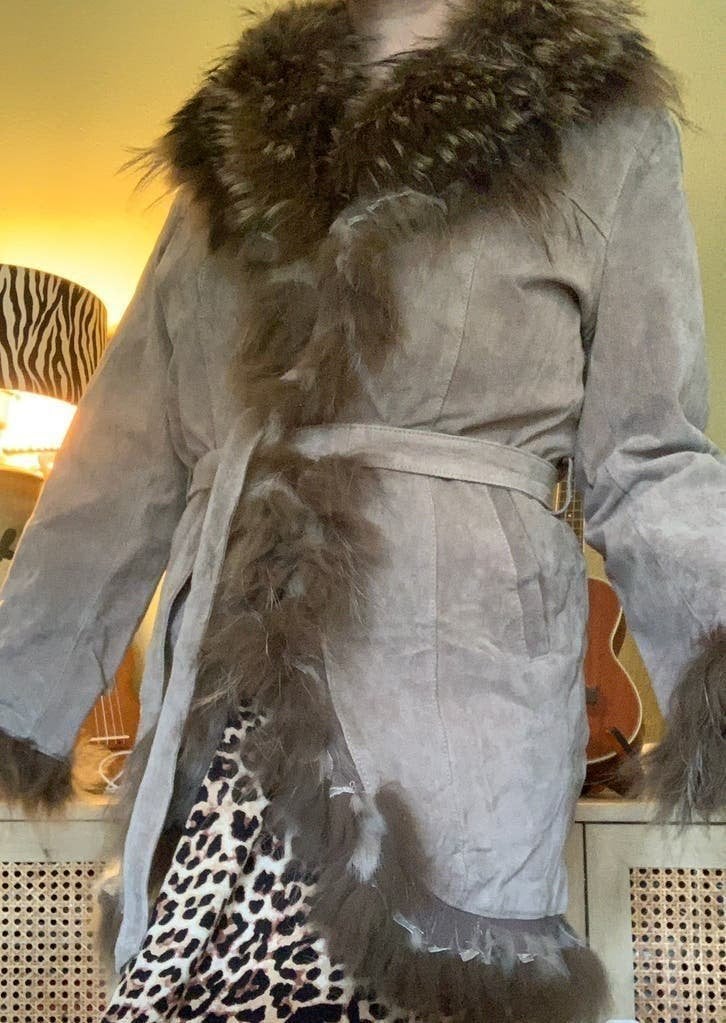 Vintage lammy coat S M ceintuur, Maat 38/40 (M), -, Ophalen of Verzenden, Zo goed als nieuw