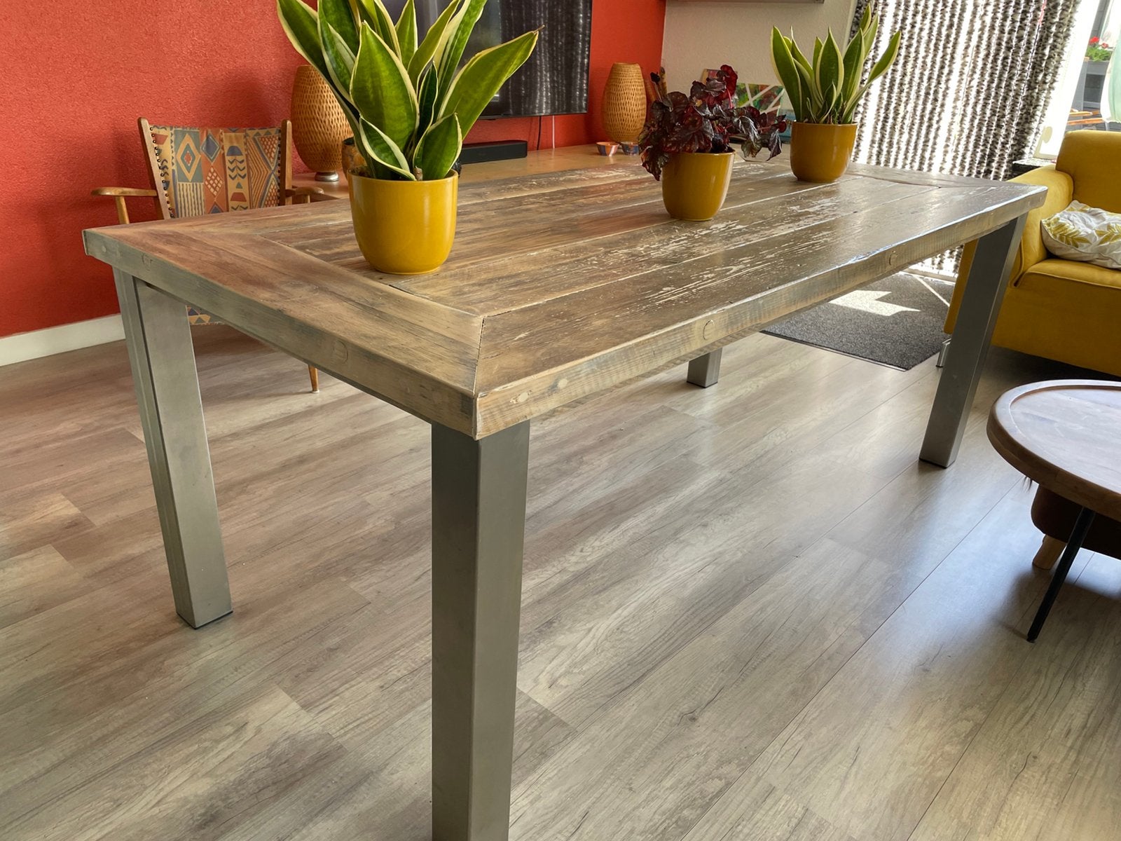 Eet tafel 0,94 x 1,94 meter, Huis en Inrichting, Tafels | Eettafels, Gebruikt, Vijf personen of meer, 150 tot 200 cm, Rechthoekig