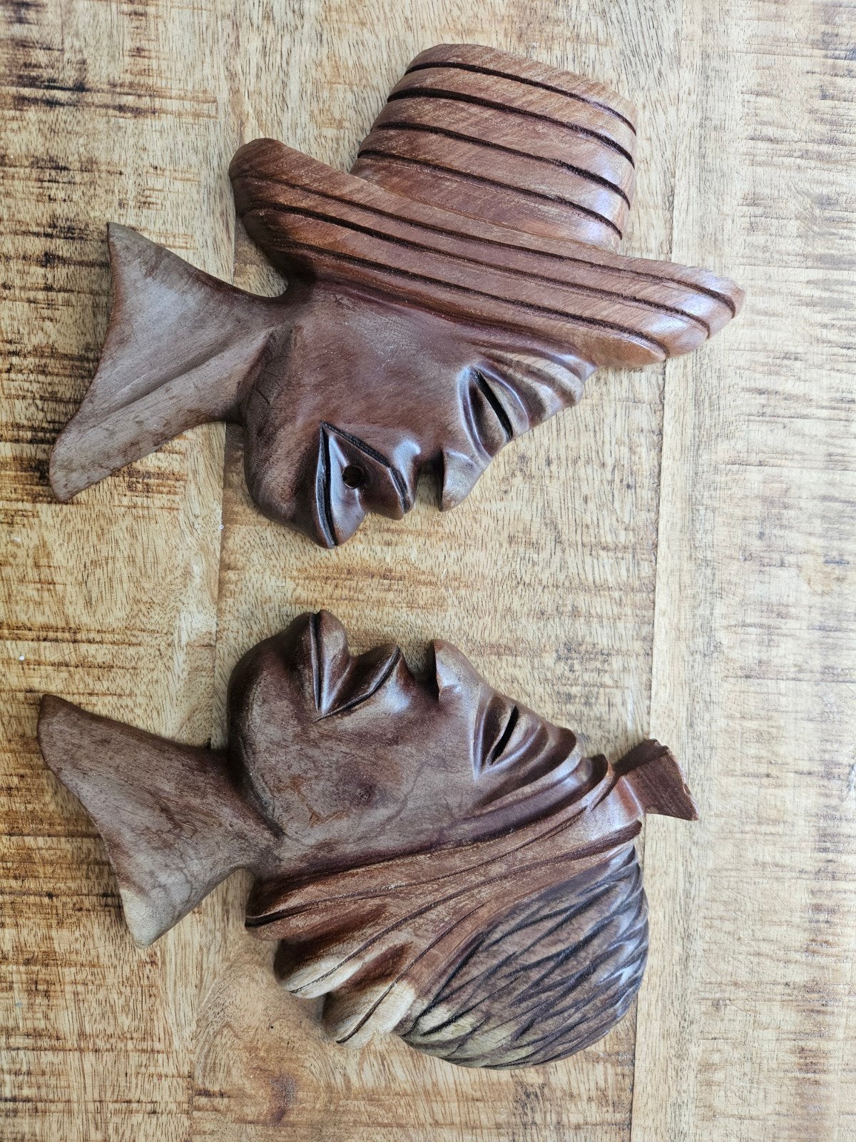 Handgesneden houten Cubaanse Guajiros wandsculpturen, Ophalen of Verzenden