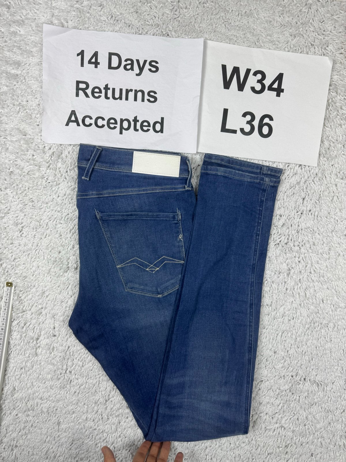 Replay Anbass Recycled 360 Hyperflex Jeans W34 L36 3256, G, G, Blauw, G