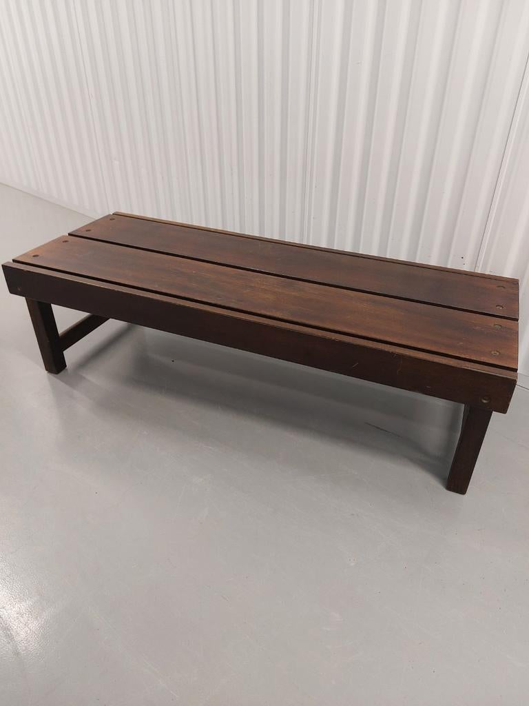 Jaren '70 Lattenbank - Vintage Houten Bankje, Huis en Inrichting, Ophalen, Gebruikt, Vintage, Jaren '70, Bruin